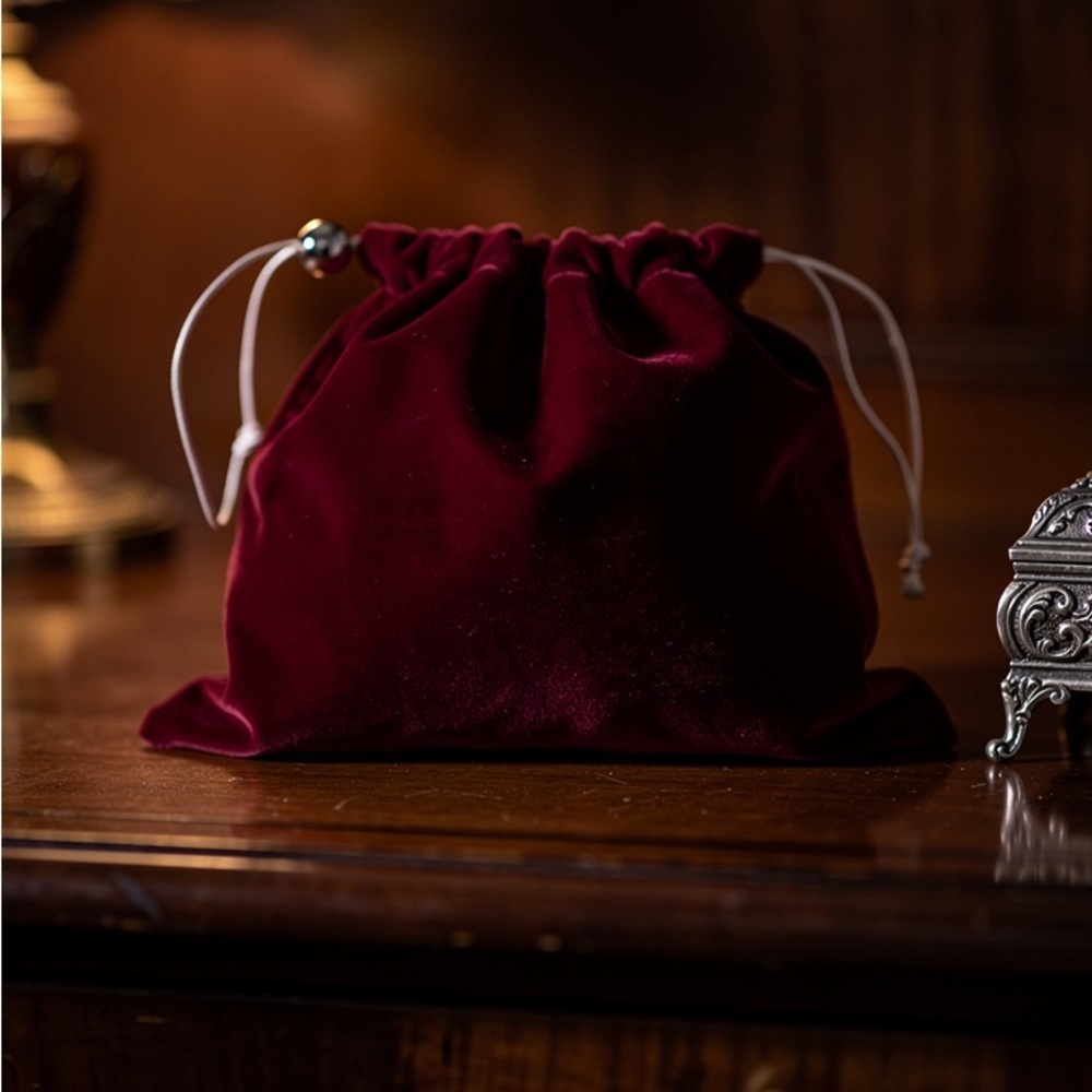 Elegant Burgundy Velvet Drawstring Bag